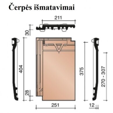 Keraminė čerpė Datura Slate Matt Engobe 2